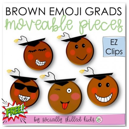 Emoji Grads Brown | Moveable Pieces Clip Art | EZ Clips